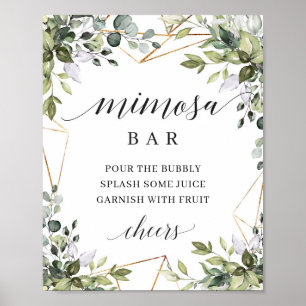 Boho grey foliage löv guld mimosa pub tecken poster