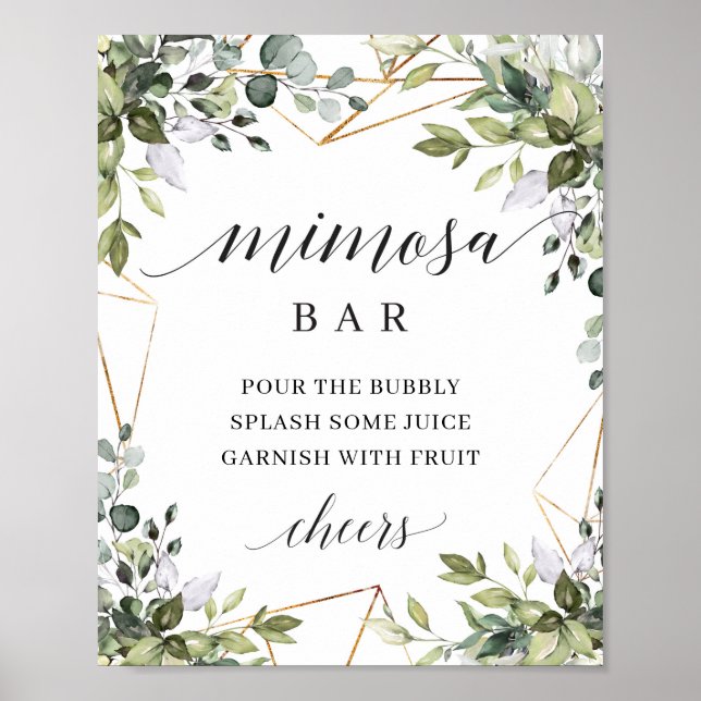 Boho grey foliage löv guld mimosa pub tecken poster (Framsidan)