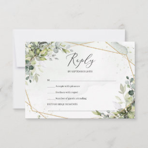 Boho grey foliage och guld ram vår osa kort