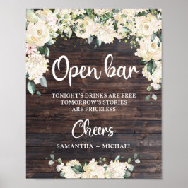 Boho grey foliage rustich wood open pub tecken poster