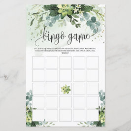 Boho grey foliage succulage blommigt bingo-spel