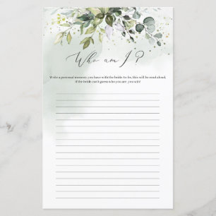 Boho grey foliage Vem är jag möhippa-spel?