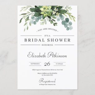 Boho grey Succuly blommigt eucalyptus möhippa Inbjudningar