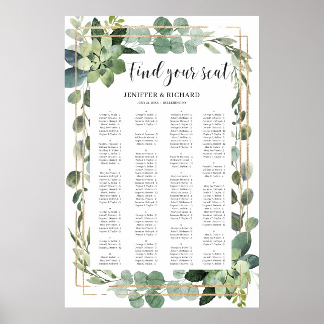 Boho grey Succuly blommigt guld geometric Poster (Framsidan)