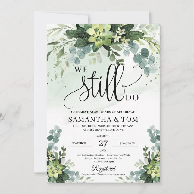 Boho grey succuly eucalyptus vi fortfarande gör inbjudningar (Framsida)