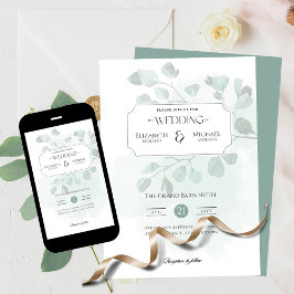 Boho Grey-utskrift eller digital bröllopsinbjudan Inbjudningar