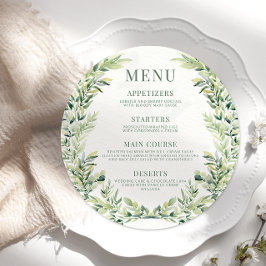 Boho grey wanderound bröllop Menu Card Plate Meny