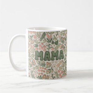 Boho grön blommönstrad Mamma Kaffemugg