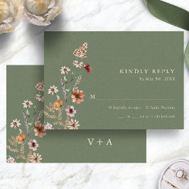 Boho grön blomster OSA kort