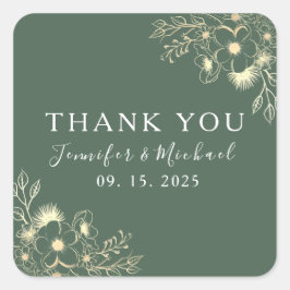 Boho Grön Bröllops Tacksamhet Fyrkantigt Klistermärke