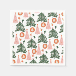 Boho Grön Rosa Orange Julgranar Pappersservett