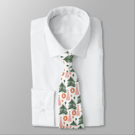 Boho Grön Rosa Orange Rustika Julgran Mans Slips