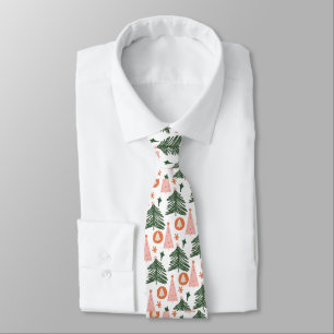 Boho Grön Rosa Orange Rustika Julgran Mans Slips