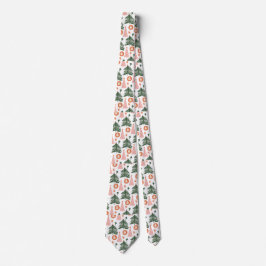 Boho Grön Rosa Orange Rustika Julgran Mans Slips