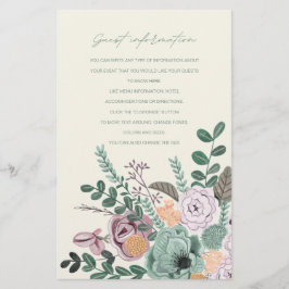 Boho grön rosenskär floral vigselceremoni-program