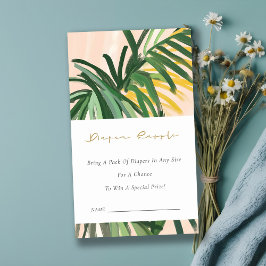 Boho Grön Tropisk Palmbladsblid Raffel Baby Shower Tilläggskort