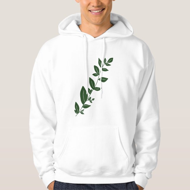 Boho grön växt hoodie (Framsida)