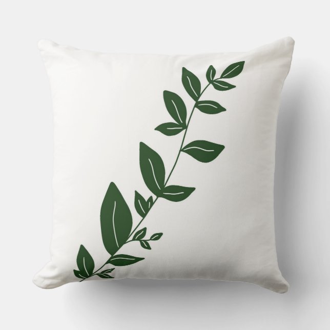 Boho grön växt kudde (Framsida)