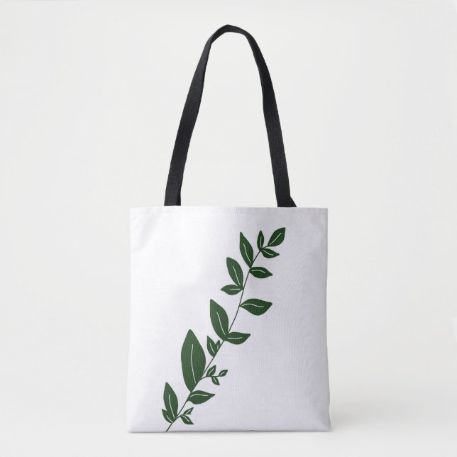 Boho grön växt tygkasse (Framsida)
