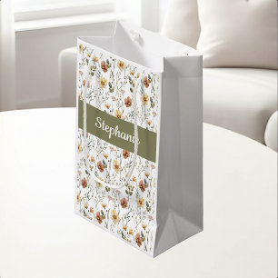 Boho grön vildblomma akvarellmonogram