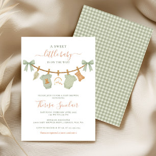 Boho gröna kläder Linje Baby Shower Inbjudningar