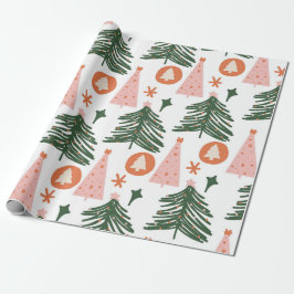 Boho Gröna Rosa Orange Julträd Presentpapper
