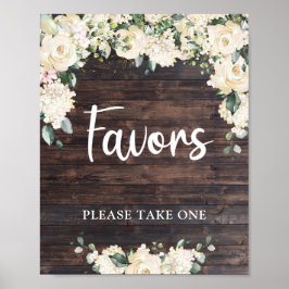 Boho grönska lövverk rustik trä favörskylt poster