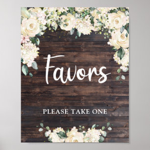 Boho grönska lövverk rustik trä favörskylt poster