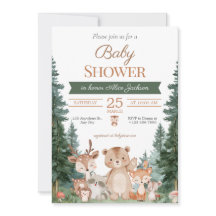 Boho grönska skogs djur baby shower