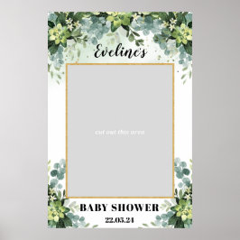 Boho grönska suckulent baby shower fotopropp poster