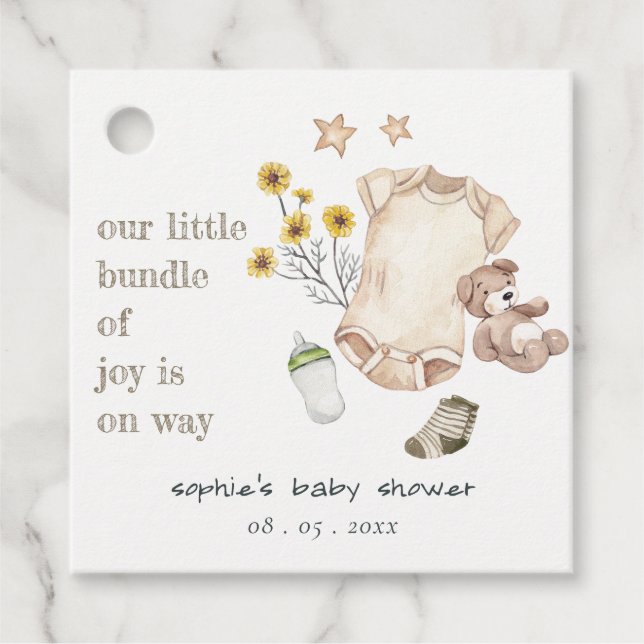 Boho Grönt Barnkläder Kön Neutral babystötare Gåvor Etiketter (Framsida)