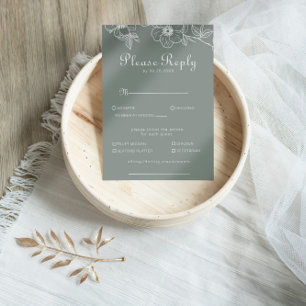 Boho Grönt Blommigt Bröllop Menu Choice Reply OSA Kort