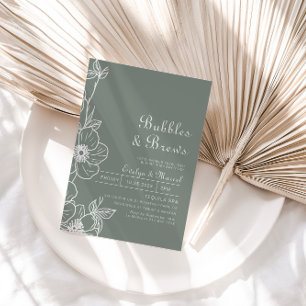 Boho Grönt Blommigt Bubbles & Brews Möhippa Inbjudningar