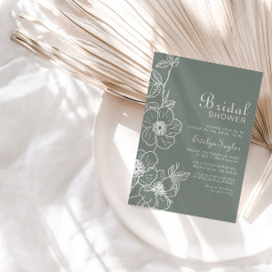 Boho Grönt Blommigt Möhippa Inbjudningar