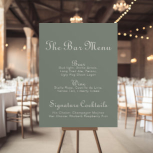 Boho Grönt Bröllop Pub Menu Poster