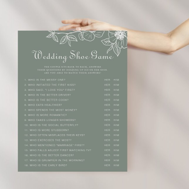 Boho Grönt Destination Blommigt Bröllop Shoe Game (Skapare uppladdad)