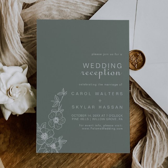 Boho Grönt Destination Blommigt Wedding Reception Inbjudningar (Skapare uppladdad)