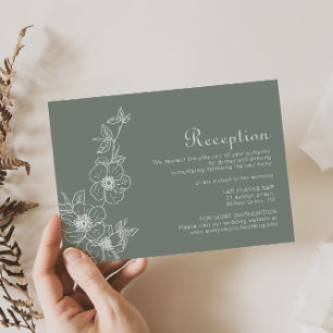 Boho Grönt Destination Blommigt Wedding Reception Tilläggskort