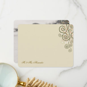 Boho Grönt Dots & Spiral Elegant bröllop Photo Tack Kort
