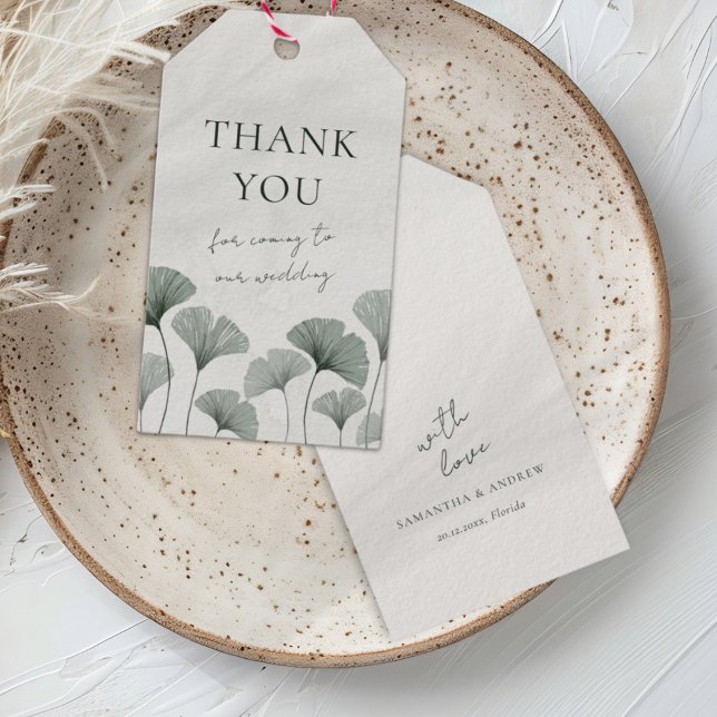 Boho Grönt Ginkgo Wedding Favor Gift-Märkre Presentetikett (Skapare uppladdad)
