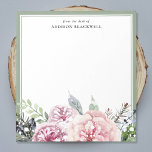 Boho Grönt Löv Rosa Blommigt Namn-mall Anteckningsblock<br><div class="desc">Elegant Watercolor  Rosa Flowers and Greenery Anteckningsblock med anpassade " från skrivbordet i " and namn-mallar".</div>