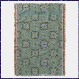 Boho Grönt Moroccan Tiles Design Filt