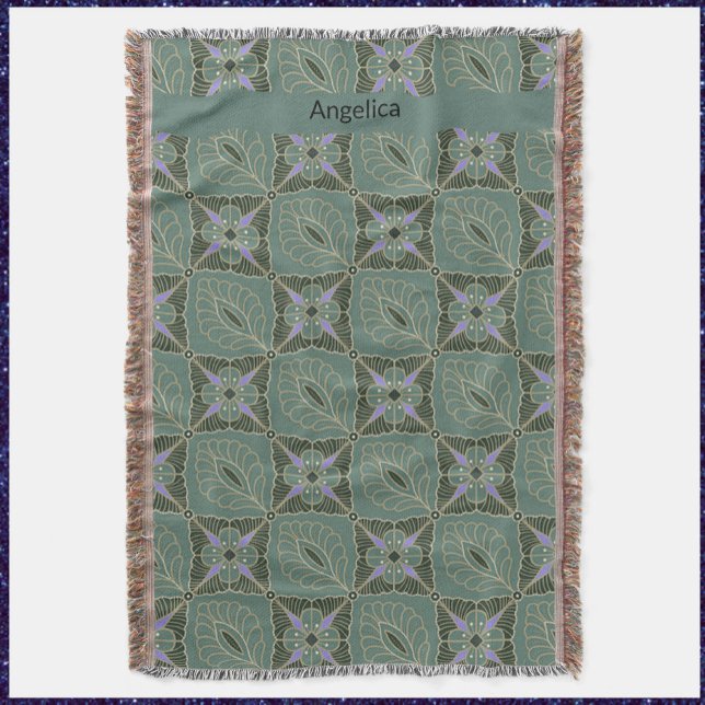 Boho Grönt Moroccan Tiles Design Filt (Skapare uppladdad)