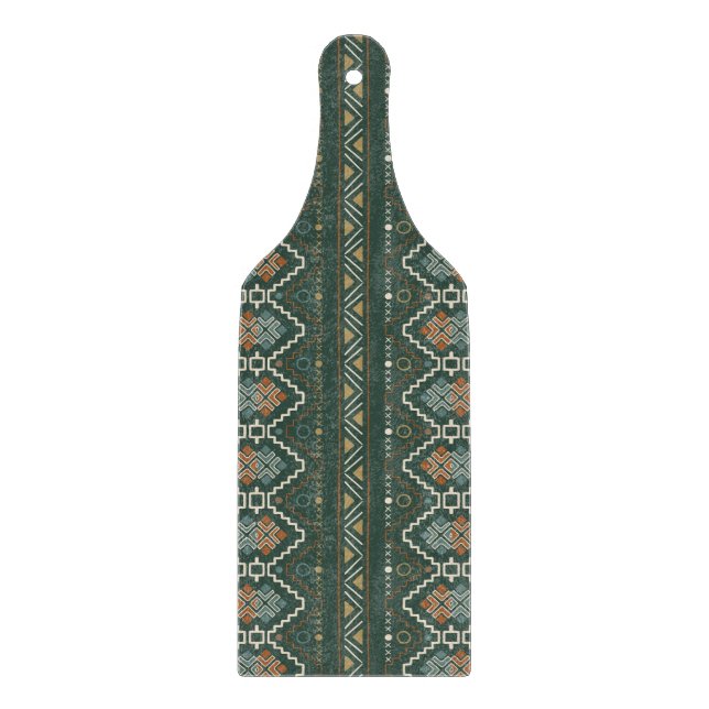 Boho Grönt och Terracotta Brown Tribal Mönster (Framsidan)