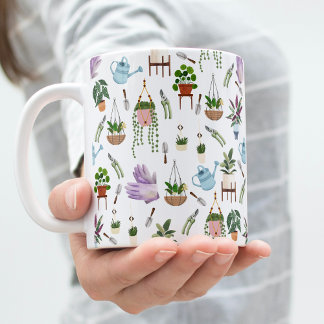 Boho Grönt Poted Plant Mönster Coffee Mugg