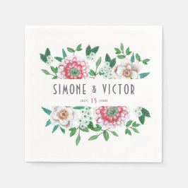 Boho Grönt Rosa | blommigt Napkins Pappersservett