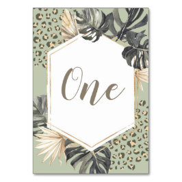 Boho Grönt Sage Boy Vild Ett födelsedagars Bordsnu Bordsnummer