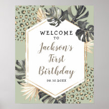 Boho Grönt Sage Vild en födelsedag Välkomstskylt