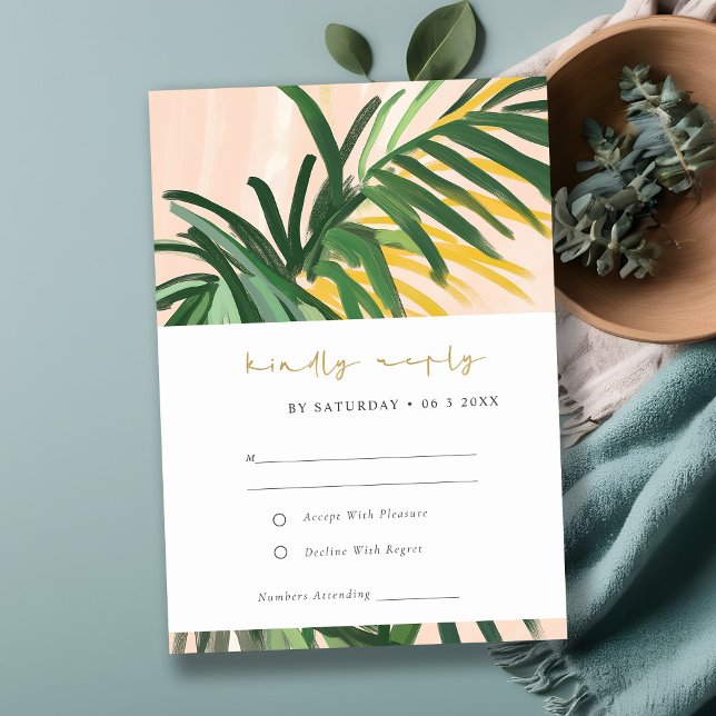 Boho  Grönt Tropical Handflatan Beach Wedding OSA Kort (Skapare uppladdad)