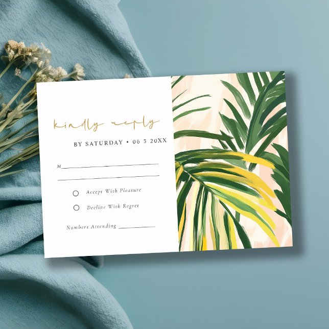 Boho  Grönt Tropical Handflatan Beach Wedding OSA Kort (Skapare uppladdad)